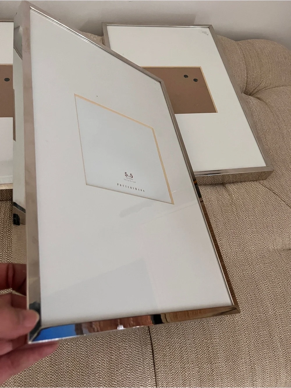 Lot 3 Pottery Barn Silver Metal Picture Frames 16x10 - Holds 5x5 Photos Mint